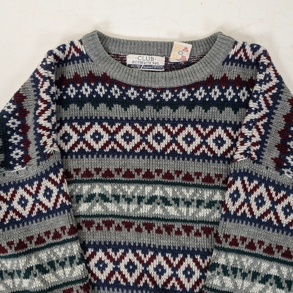 80's Knit Crew Neck Fishermen Cable Abstract Long Sleeve - Picture 5 of 7
